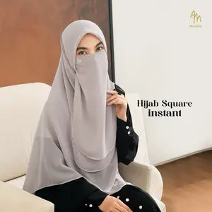 Maslaha Niqab l Hijab Square Curve Instant Syar'i I Jilbab Segi Empat Curve Syar'i Jumbo Kerudung Wanita Muslim Syari Panjang