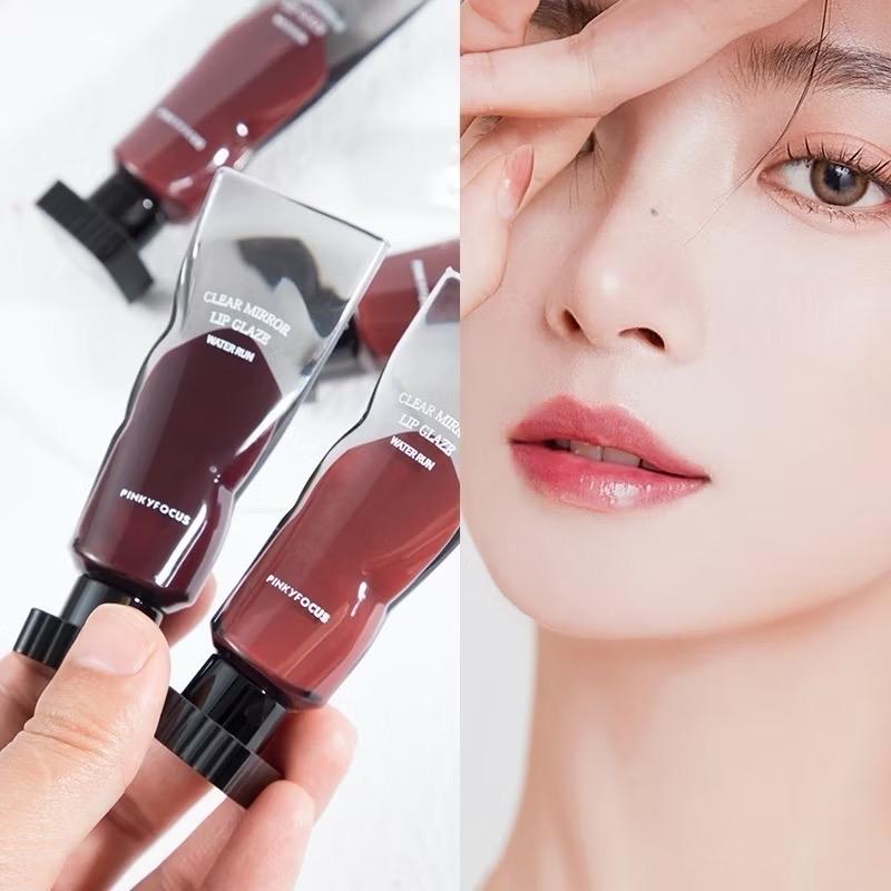 ￼Pinky Focus Clear Mirror Lip Glaze Water Run Lip Oil Lipstick Bibir Basah Gaya Korea Waterproof Dark Girl Gloss Cherry Ginger Watery Berry Kosmetik 4