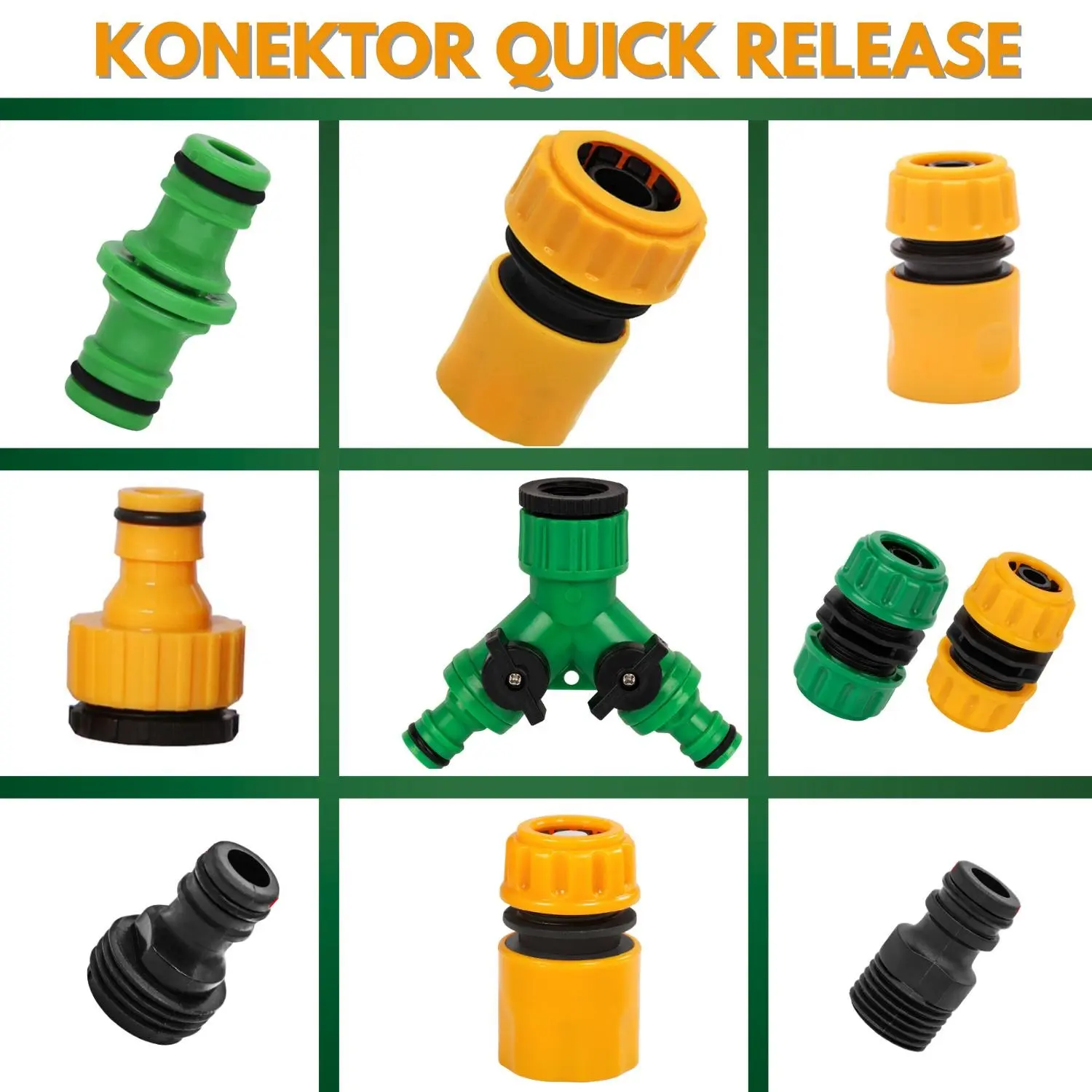 Konektor Selang & Kran Air 1/2, 5/8, 3/4 inchi Quick Release, Adaptor Sambungan Keran Air