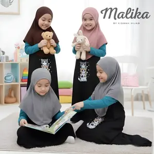 Kiswah - Hijab Anak Malika Dagu Karet Rayon Super Premium Instan Non Pad Lembut 2-13 Thn