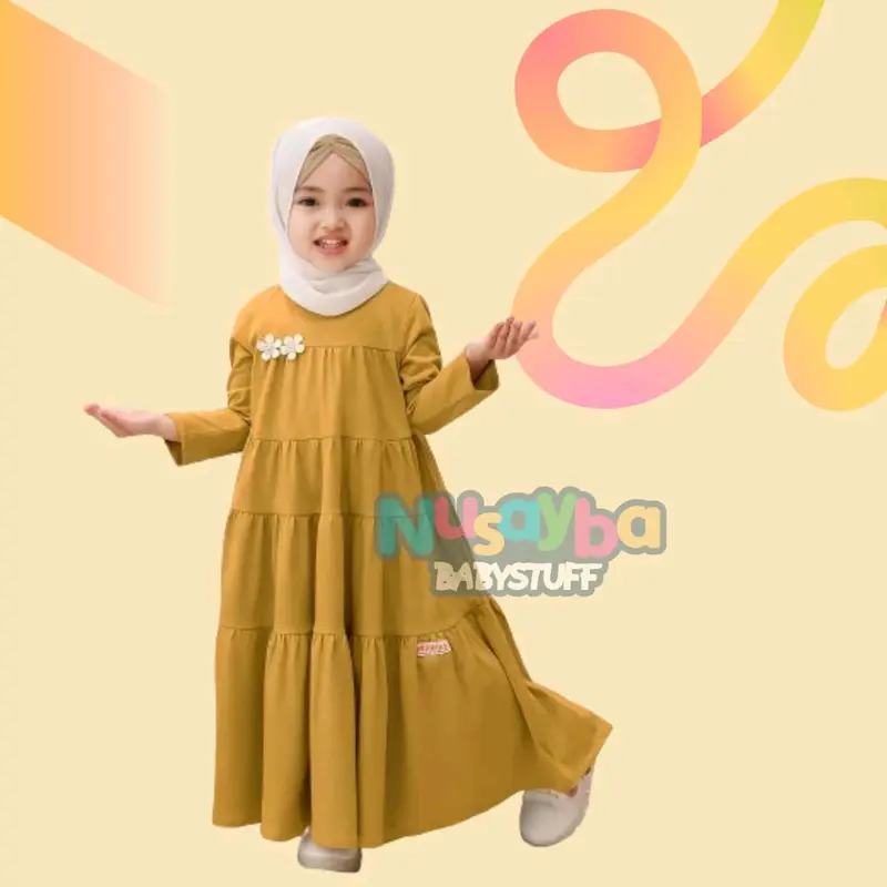 PROMO GAMIS LEBARAN ANAK / GAMIS TPA POLOS 1-8 TAHUN / baju muslim cewek Kaos Nyaman 2