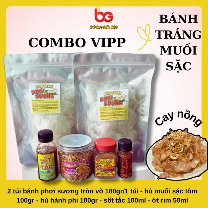BEGAO Set Bánh Tráng Muối Sặc Cay - COMBO VIPP Nước Sốt Gia Vị