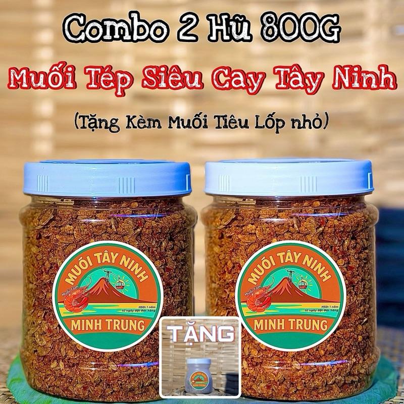   2 Hũ 800G  Muối Tép Tây Ninh cay ngọt  Tặng Muối Tiêu Lốp nhỏ  