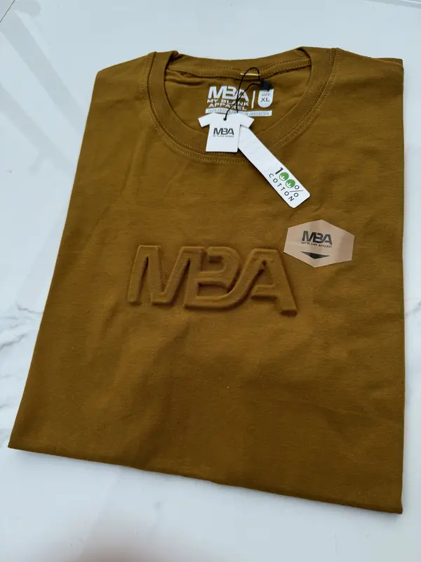 Kaos Embos Logo MBA 100% Cotton 24s / Baju Oblong Dewasa Pendek Pria Distro Keren Motif Casual Polos Simpel Santai / Atasan Tshirt Katun Combed Berkualitas Tinggi  Nyaman Unik Panjang 5
