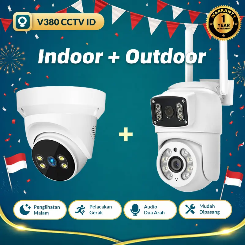 [PROMO LIVE ] Paket CCTV Pintar(Indoor + Outdoor) - Pantau Rumah dari HP, Tahan Hujan & Tanpa Titik Buta. Pasangnya Gampang, Keamanan Keluarga Terjamin!