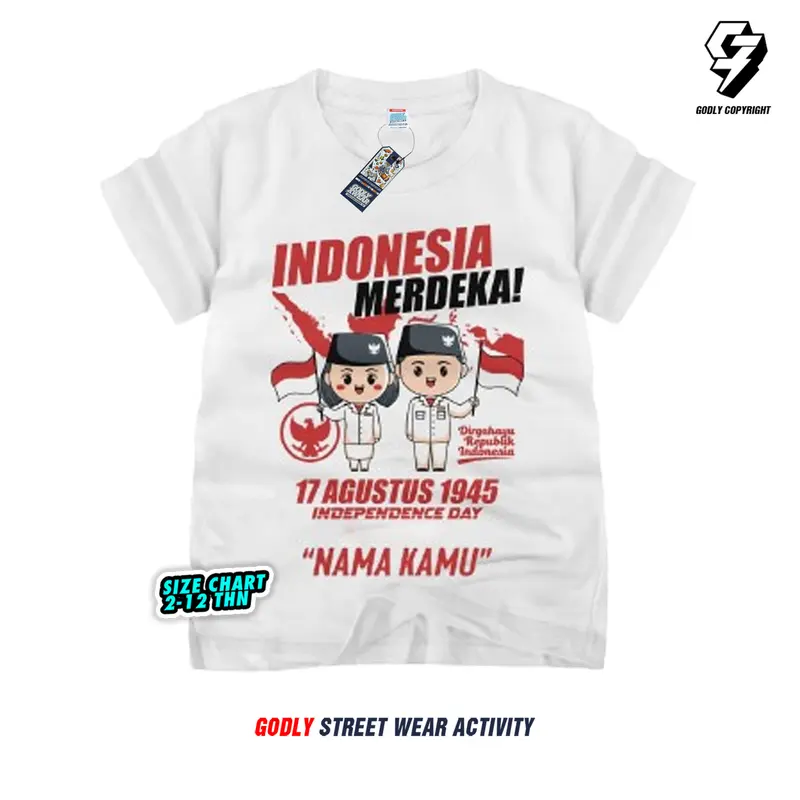 Baju Atasan Kaos Anak 17 Agustus Kemerdekaan INDONESIA Cod Bayar Ditempat Usia 1-12 Tahun FREE CUSTOM NAMA Bahan Katun Premium 7