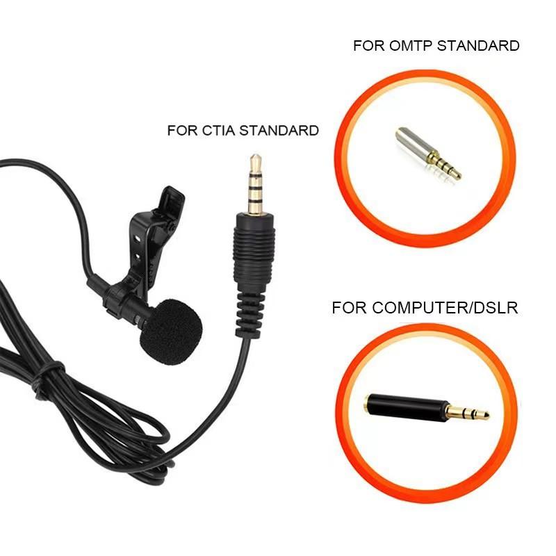 Micrô Lavalier Để Ghi Âm Trực Tiếp, Chính Hãng, Lucky Pluspower, 3.5Mm, Mini Studio, Giọng Nói, Kẹp Trên Ve Áo Cho PC 5