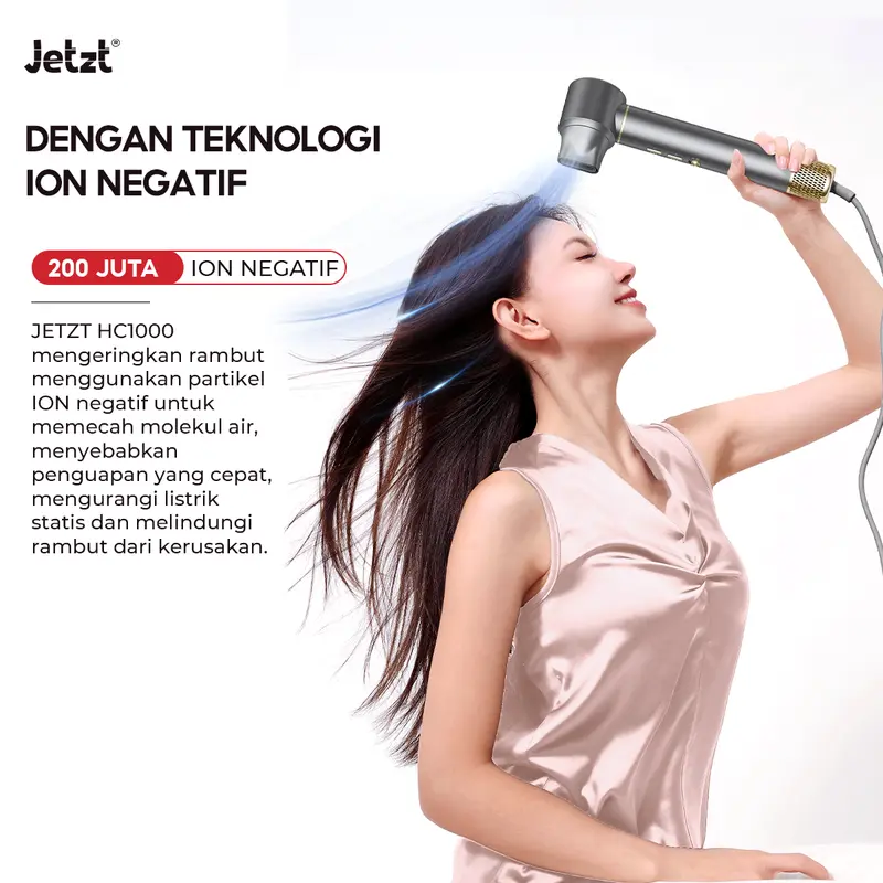 JETZT HC1000 Hair Dryer 3 in 1 Pengering rambut 2 Juta ion negatif Teknologi anti radiasi aman untuk anak-anak dan wanita hamil Mesin Compact Kering 3