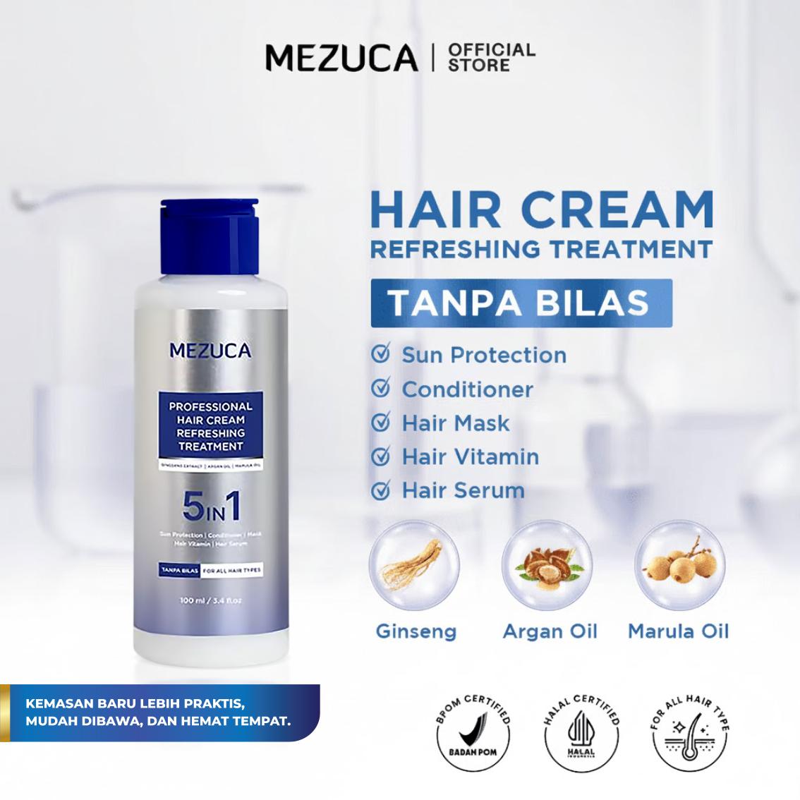 MEZUCA Profesional Hair Cream Refreshing Treatment Tanpa Bilas 5in1 Sun Protection Conditioner Vitamin Serum Masker Rambut Lembut