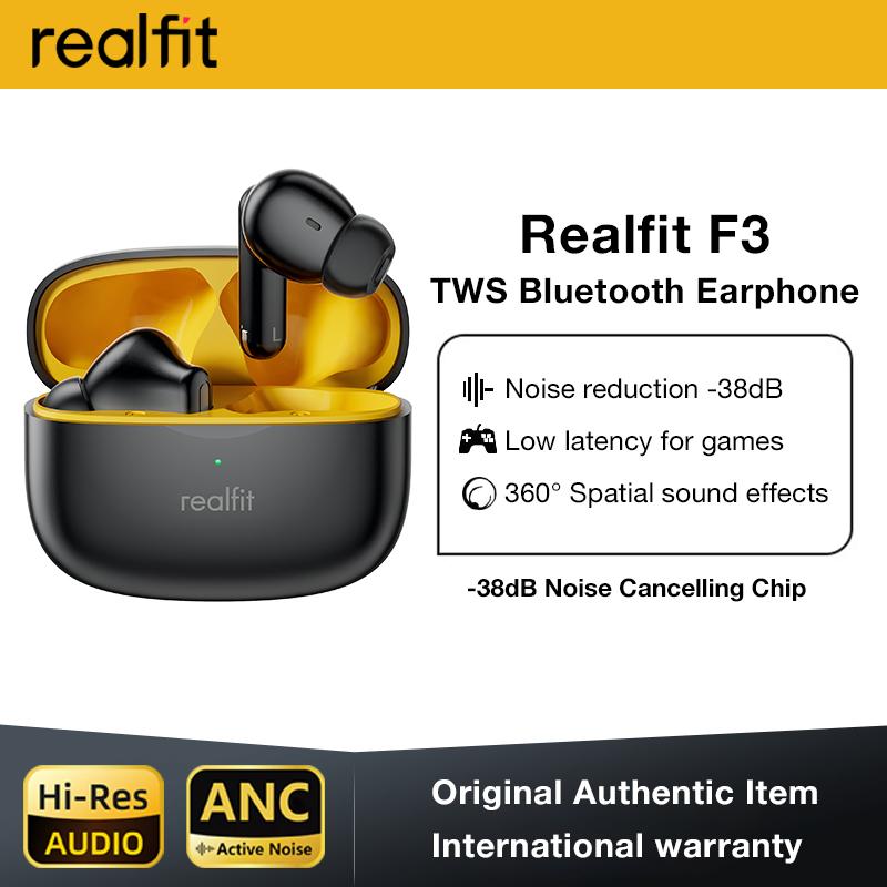 Tai nghe không dây, Realfit F3, với chức năng ANC -38dB, tai nghe nhét tai nghe Bluetooth, có Mic, Chế độ trò chơi, Độ trễ thấp