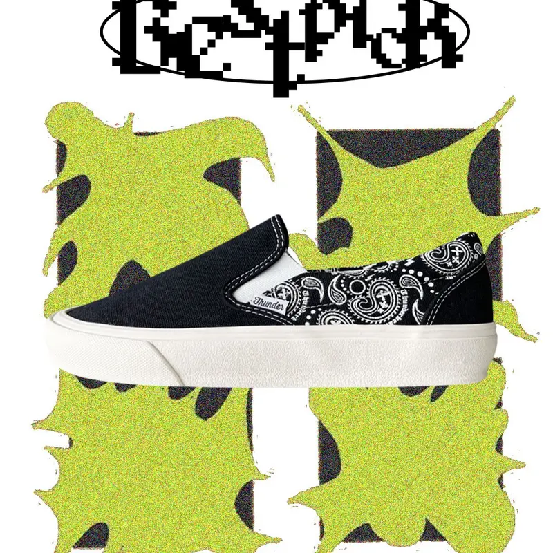 Sepatu Thunderbear - Slip On Voltaire Paisley BW canvas flat kasual Shoes Pria Sneakers 4