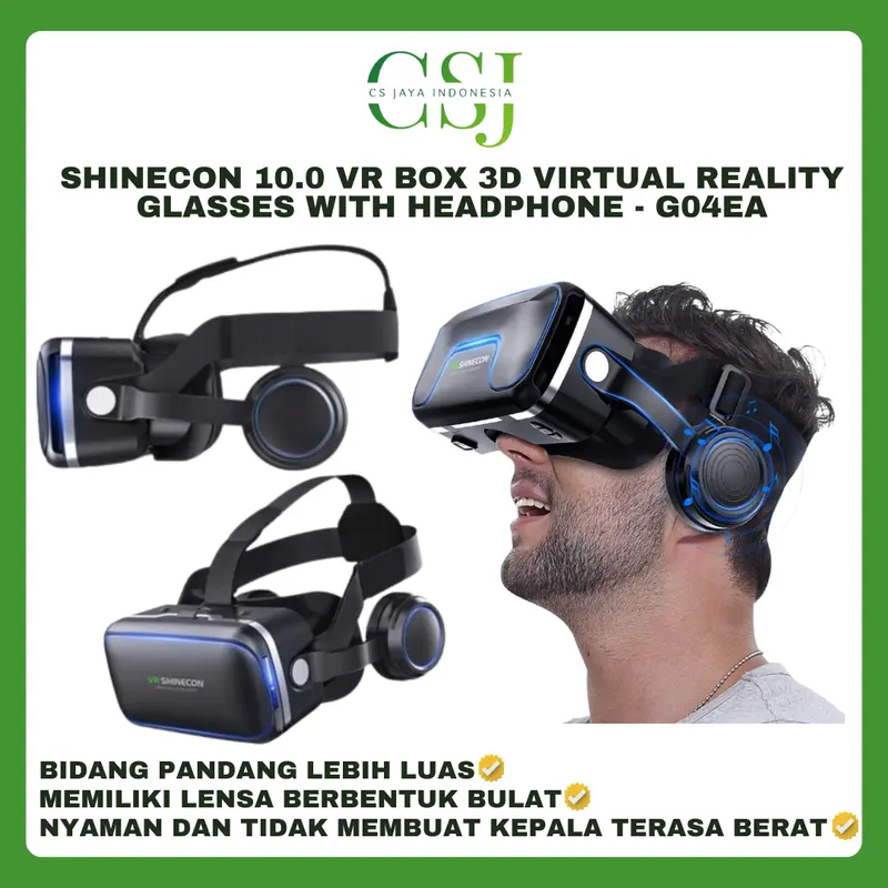 Shinecon 10.0 VR Box 3D Virtual Reality Glasses with Headphone - G04EA 0