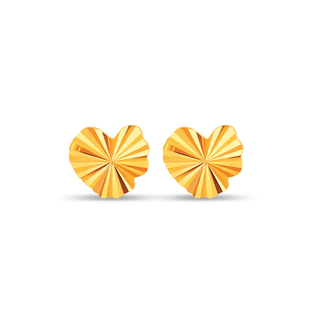 SK Jewellery SK 916 Frilled Heart Gold Earrings