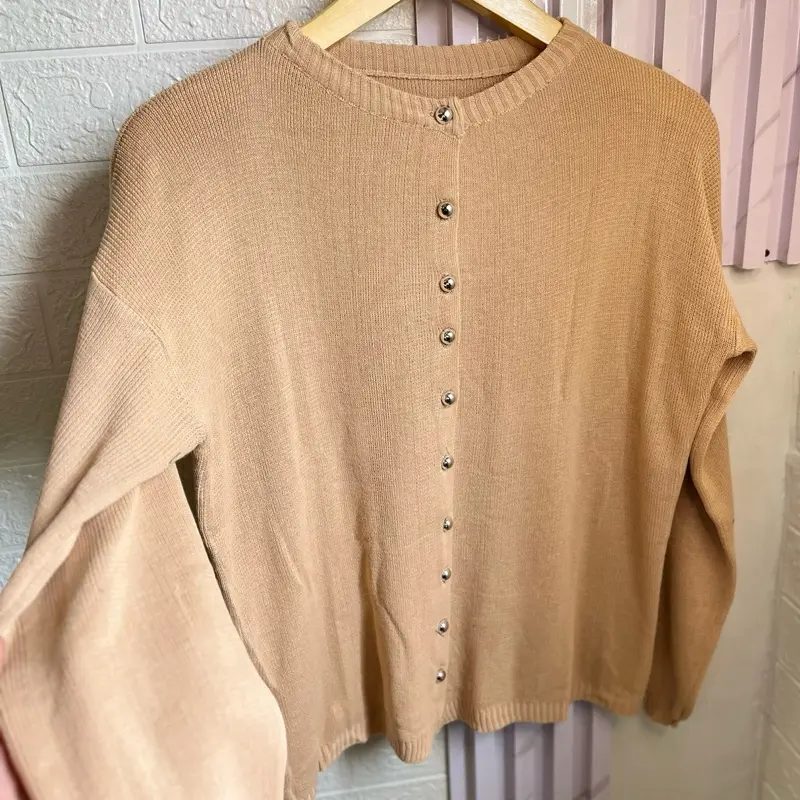 BUTTON CARDIGAN - Knitwear rajut lengan panjang pakaian wanita Kancing Kardigan Outer Baju Atasan Top 6