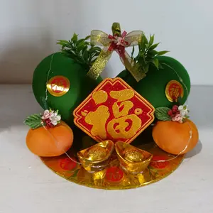 Hiasan Tahun Baru Cina dengan Lampu LED dan Dekorasi jeruk bali untuk Kebiasaan Tradisional