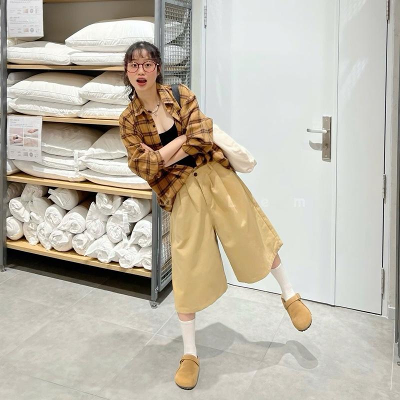 Quần Short Kaki Lửng Ống Rộng Basic Nhà Lem, Quần Ngố Kaki Trơn Nhiều Màu Phong Cách Trẻ Trung Năng Động, Có Big Size