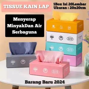Kain Lap Dapur Meja Piring Anti Minyak Microfiber Menyerap Minyak Air Tahan Lama Serbaguna 1Box Isi 20Lembar 20x20cm mikro