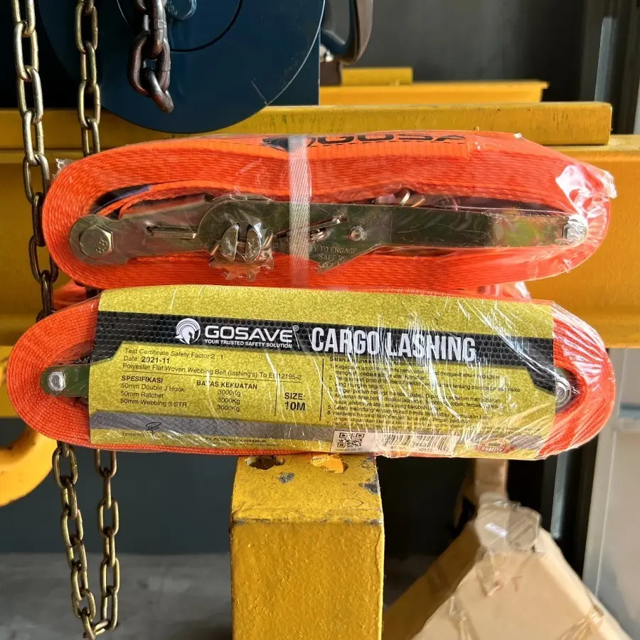 Grosir - 10 Ton Ratchet Tie Down 4 cm X 4M/6M/8M/10M 5 cm X 6M/8M Rachet Pengikat Barang Sistem Cargo Lashing Track Trek Belt Trackbelt Tali Pengikat Barang Truck Truk Mobil Bak Untuk Mobil Truk Cargo Lashing Belt Ratchet Tie Down Set