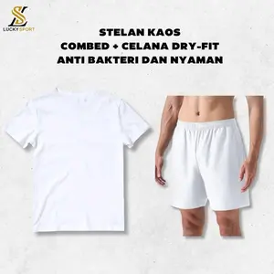Paket Celana pendek putih Dan kaos Oblong Polos Putih Casis