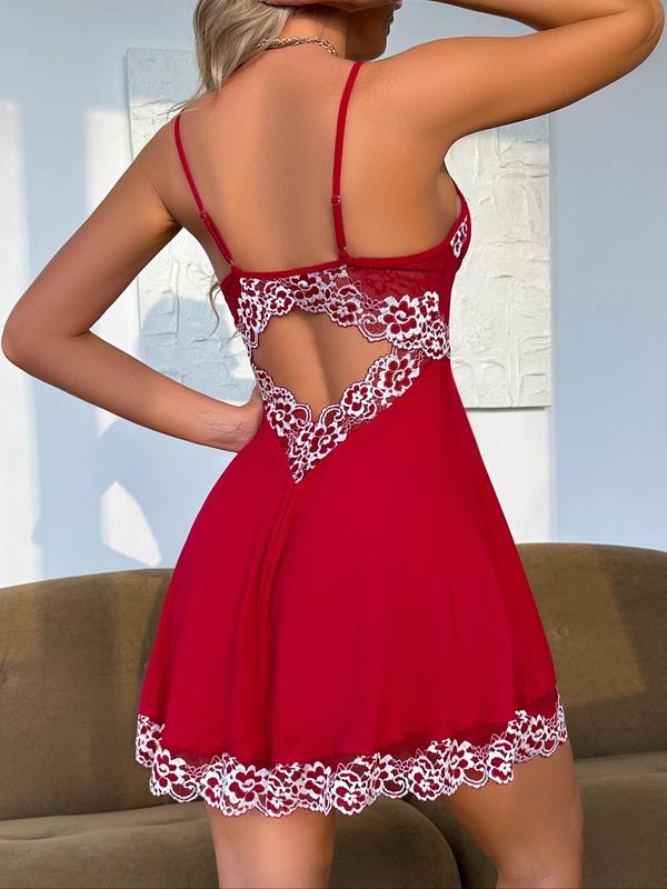 Women's Lace Trim Cami Nightdress, Soft Comfortable Spaghetti Strap Nightgown for Summer, Fashion Ladies' Sleepwear for Daily Wear 1