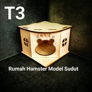 T3 Rumah hamster model sudut, rumah hamster lucu, kandang hamster murah lucu bentuk sudut