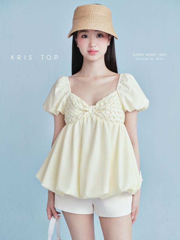JOIE DES ROSES - Áo babydoll tay ngắn phồng phối nơ ngực KRIS TOP