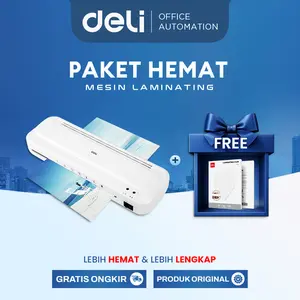 [Paket Hemat] Laminasi Dokumen – Mesin Laminating A4/F4 + Plastik Laminating 75 Mic (E2132 + ET172)