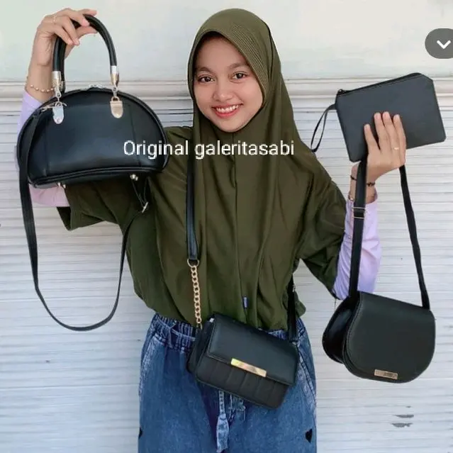 100RB isi banyak versi Tas Selempang Wanita CAHYA Hitam 4