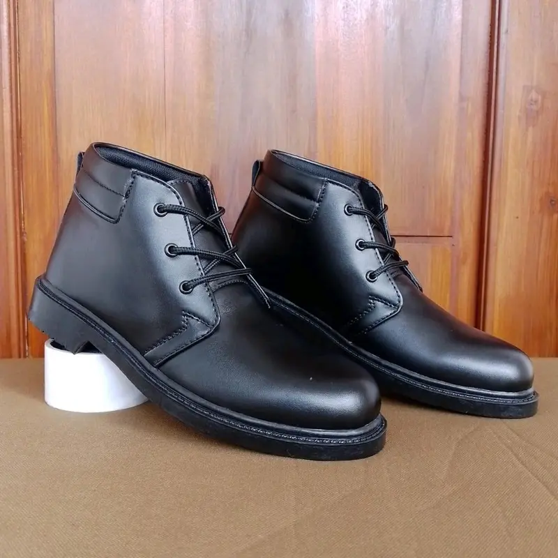Sepatu Pdh Kerja Pria Formal Tali 3 Busa Hitam Dop Dinas Kantoran Dan Lapangan Security Polisi ASN PNS TNI Polri instansi Resmi Murah Berkualitas dan Antiselip Pantofel Shoes Karet 4