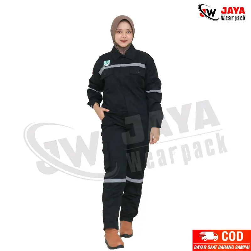 SETELAN WEARPACK SAFETY HITAM LENGAN PANJANG 0