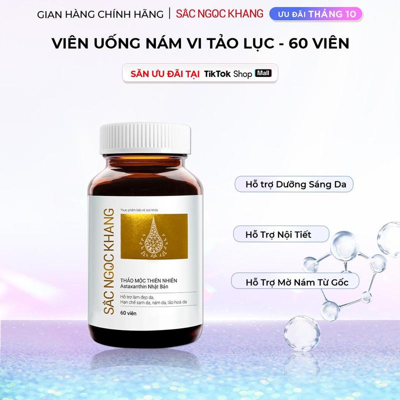 Viên Uống Hỗ Trợ Cải Thiện Nám Sạm Tàn Nhang Sắc Ngọc Khang Vi Tảo Lục [Hộp 60 Viên] - Hỗ Trợ Nội Tiết Tươi Trẻ Làn Da