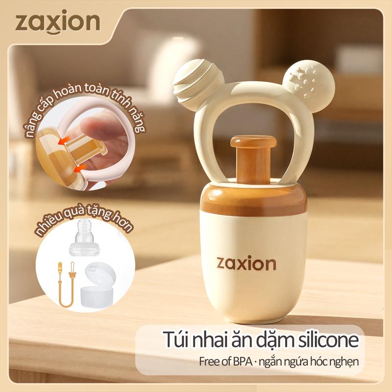 Túi nhai ăn dặm silicone ZAXION cho bé từ 4 tháng tuổi giúp bé tập nhai an toàn Nâng cấp hoàn toàn tính năng ngắn ngứa hóc nghẹn nhiều quà tặng hơn