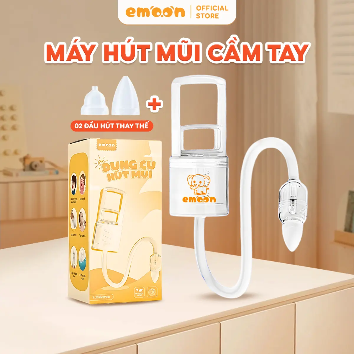 Dụng Cụ Hút Mũi Cho Bé Emoon, Đầu Hút Silicone Mềm Mại An Toàn, Lực Hút Mạnh, Hạn Chế Chảy Ngược, Không Tạo Tiếng Ồn, Hút Mũi Cầm Tay, Hút Mũi Kéo Tay