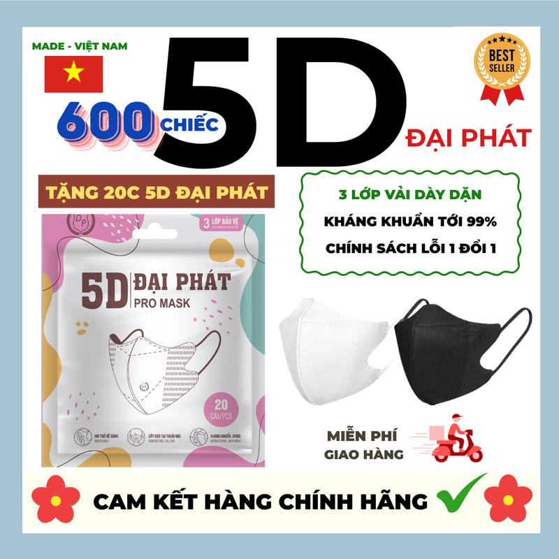 Thùng 600C Tặng 20C 5D Khẩu Trang Đại Phát Mask - Kháng Khuẩn - Lọc Bụi Mịn - Chống Tia UV - Chống Nắng - Women 20 Cái Túi Zip Phụ Kiện - Hợp Thời Trang