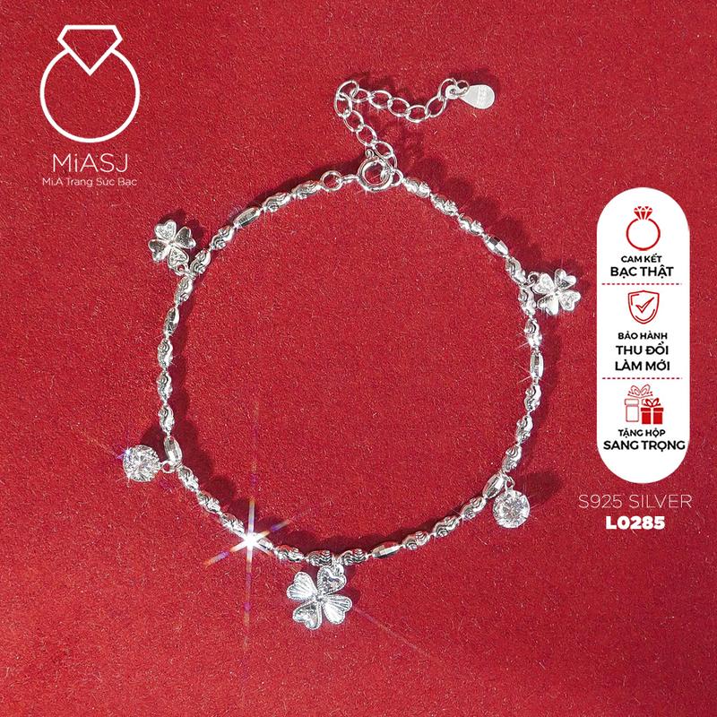 L0285- Lắc tay nữ mix charm Bạc Ý S925 cao cấp | MiASJ Mi.A Trang sức bạc 