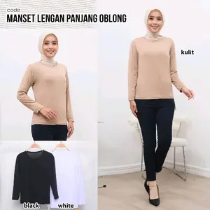 Manset Oblong Lengan Panjang Standard & Jumbo Wanita Inner Dalaman Bahan Spandeks Premium Baju Muslim Kaos Spandex Nyaman Dewasa Olahraga MansetPremium