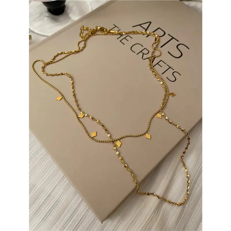 Kalung Dua Layer Double Layer Titanium Wanita Simple Elegant Aesthetic 3
