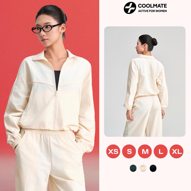 Áo khoác thu đông nữ Track Jacket Windbreaker khoá kéo siêu nhẹ thoáng mát khô thoáng kháng nước nhẹ - Coolmate For Women