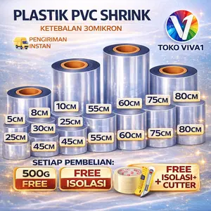 Plastik PVC Shrink / Pembungkus Parcel / Hampers / Hadiah Ketebalan 30Micron Tersedia Ukuran 4CM - 100CM Free Cutter / Lakban  min Pembelian 500g