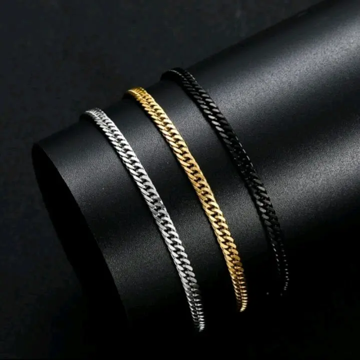 Gelang Titanium Pria Wanita Model Rantai Rapat Accessories Impor Quality Anti Karat - Bracelets