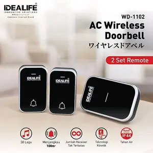 DOORBELL MURAH-IDEALIFE - AC Wireless Doorbell - Bel Pintu Listrik - (WD-1102) *tanpa battere