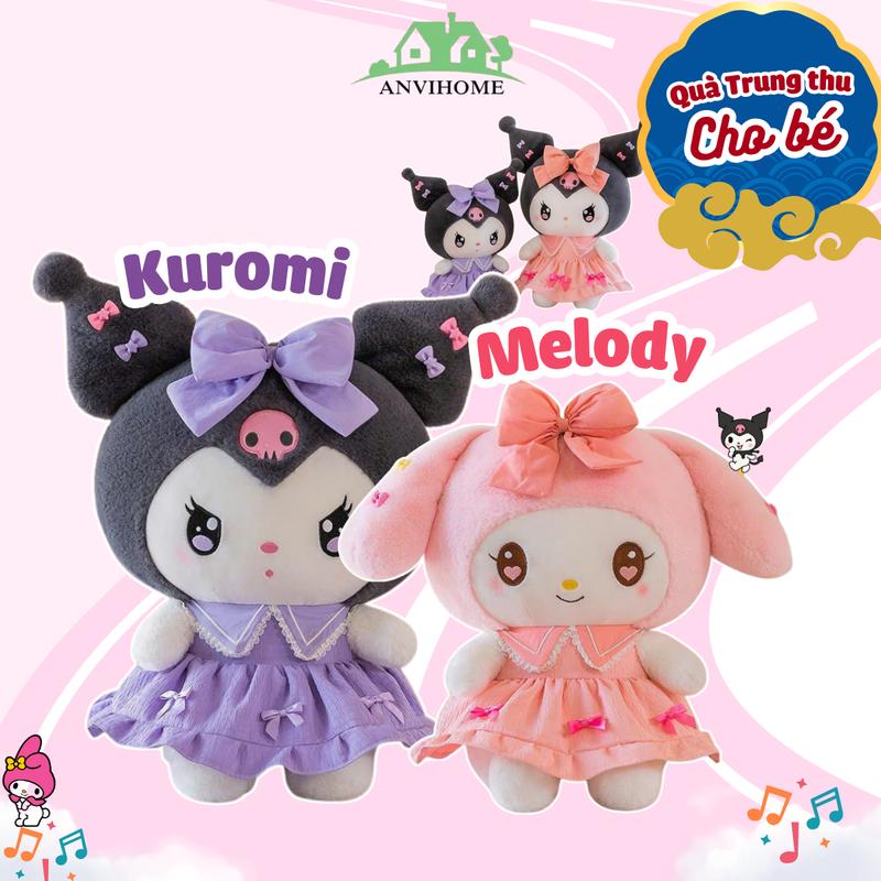 ANVIHOME Gấu Bông Kuromi Hồng, Kuromi Tím, Melody Hồng - Gấu bông quà tặng sinh nhật, quà tặng bạn gái cao cấp