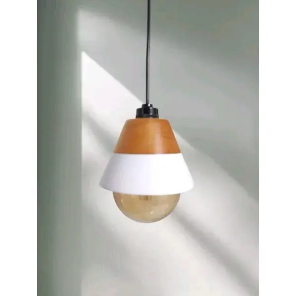 lampu gantung minimslis ufo lampu gantung easthetik Bohlam Kayu Minimalis 4