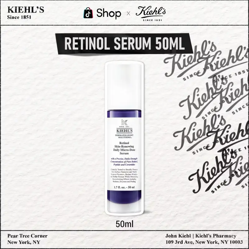 Kiehl's Retinol Skin-Renewing Daily Micro-Dose Serum. Mengandung Retinol, Ceramide, Peptide 3