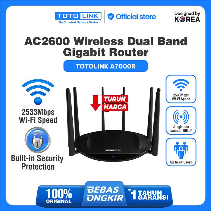 Gambar TOTOLINK A7000R AC2600 Dual Band Gigabit Wireless Router WiFi Cepat untuk Gaming dari Totolink Indonesia Kota Administrasi Jakarta Pusat Tokopedia