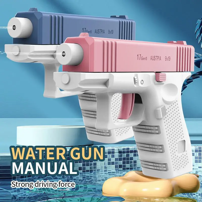 Ready Stock 3D Gravity Manual Glock burst watergun mainan pistolair toy summer water play children's toy outdoor battle watergun toy Blue Pink Grey