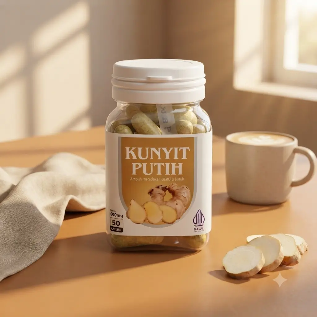 HERGOMEN Kapsul Kunyit Putih Asli  Isi 50 Ekstrak Herbal Obat  Asam Lambung/gerd dan batuk