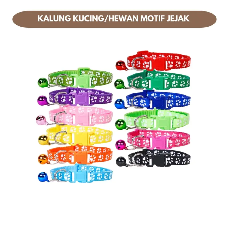Kalung Kucing/Hewan Peliharaan Motif Jejak Motif Dengan Lonceng 1