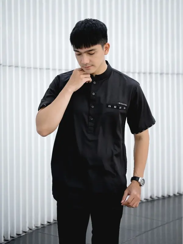 Baju Koko Kurta Dewasa Lengan Pendek Pria Muslim Terbaru Salvio Hexia 6