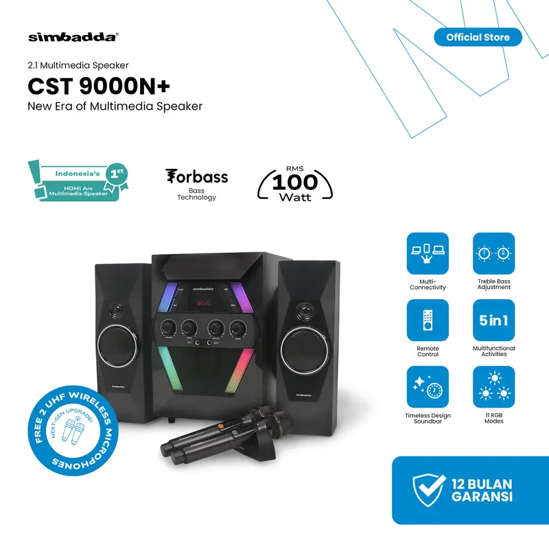 Speaker Bluetooth Simbadda CST 9000N+ RGB Subwoofer Mega Bass Karaoke 0